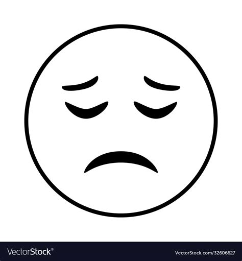 Sad emoji face classic line style icon Royalty Free Vector