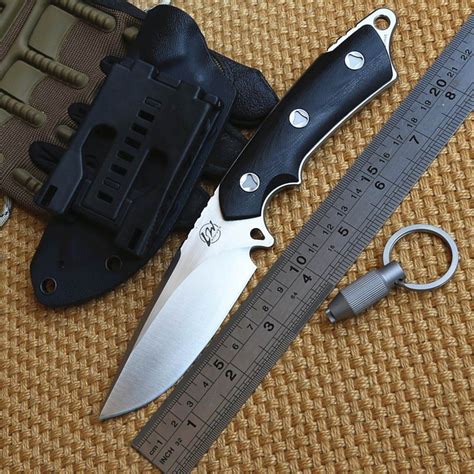 LW Knives HE Tactical Fixed Blade Knife D2 Blade G10 Handle KYDEX Sheath Camping Hunting ...