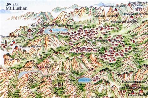 Lushan Mountain Map, China Lushan Mountain Map - Jiujiang Travel Guide