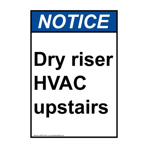 Portrait Dry Riser Hvac Upstairs Sign NHEP-33102_WRSTR