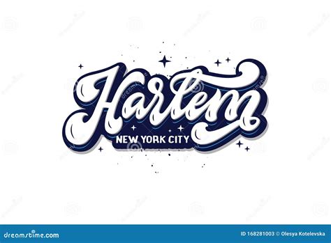 Harlem New York City Logo. Hand Drawn Lettering Composition Stock Illustration - Illustration of ...