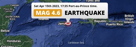 Shallow M4.6 Earthquake hit near Kingston in Jamaica on Saturday Afternoon.