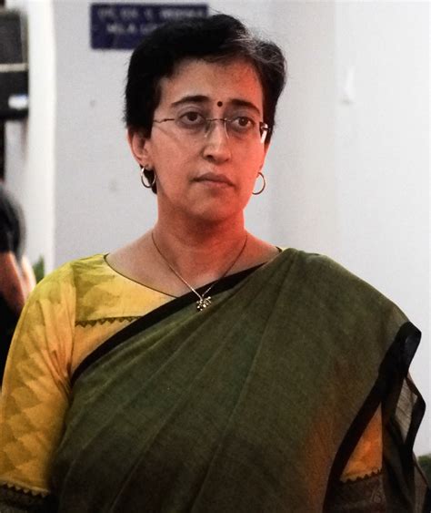 Delhi Education Minister Atishi Marlena speaks to the media