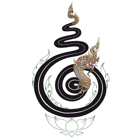 Naga Hand drawn of Thai art in Religious Buddhism with Black Colors ...