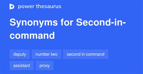 Second-in-command synonyms - 524 Words and Phrases for Second-in-command