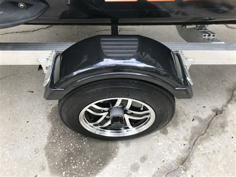 Single Axle Trailer Fender w Top Step - Style C - Black Plastic - 8" to ...