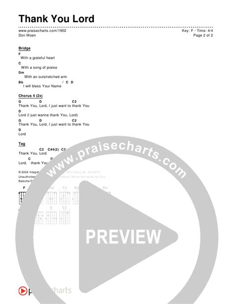 Thank You Lord Chords PDF (Don Moen) - PraiseCharts