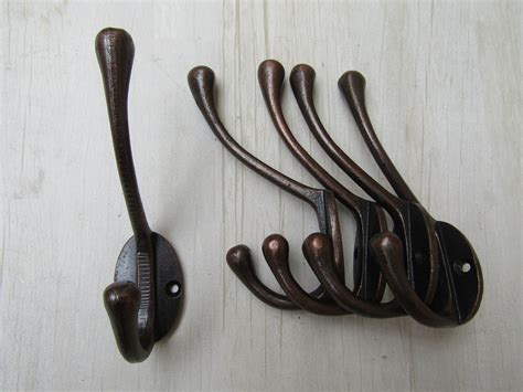 10 Coat Hooks Cast Iron Vintage Antique Look Hat Hook Hall