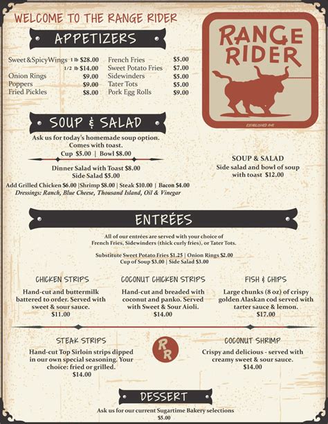 Menu | The Range Rider