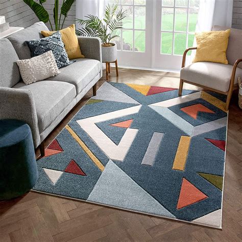 Multi Modern Geometric Triangles Beveled Pattern Area Rug – Ashley Area ...