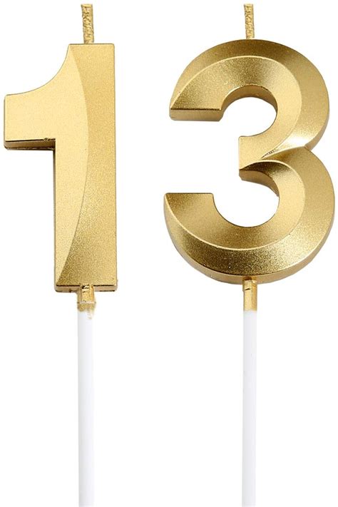 13th Birthday Candles,Gold Number 13 Cake Topper for Birthday ...