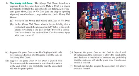 Solved The Monty Hall Game The Monty Hall (Same, based on a | Chegg.com