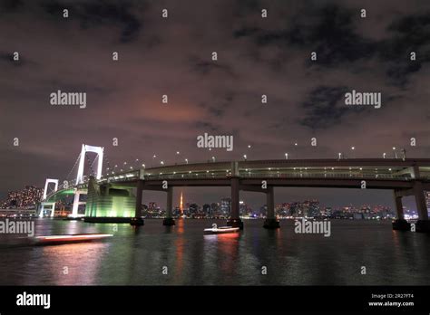 The night view of Odaiba Rainbow Bridge Stock Photo - Alamy