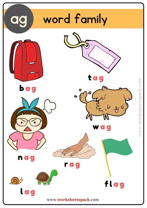 Free Ag Family Words with Pictures - Printable and Online Worksheets ...