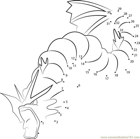 Gyarados Water Pokemon dot to dot printable worksheet in 2024 | Pokemon ...