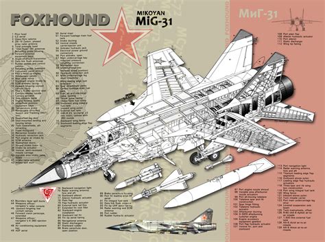 Mikoyan MiG-31 Foxhound (Cutaway) (Spaccato) (Profili)