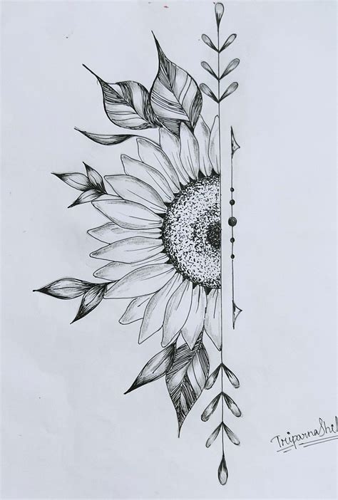 Printable Sunflower Tattoo Stencil - falljobros