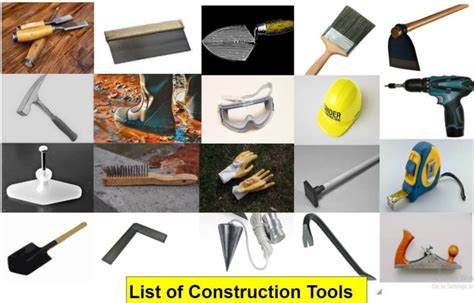 50 Construction Tools List, Names, Images & Uses – Building Construction