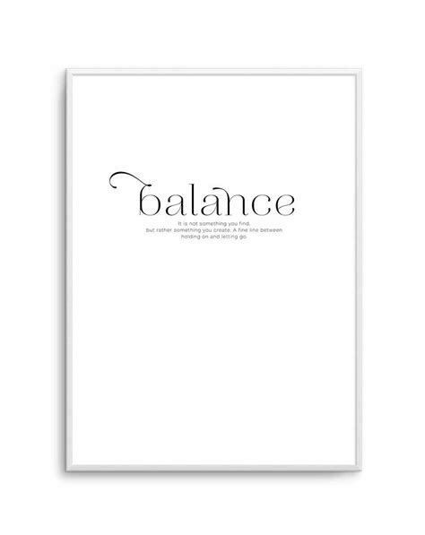 SHOP Meaning Of Balance Typographic Quote Wall Art Print or Poster ...