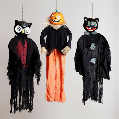 Vintage-Inspired Halloween Figures, Set of 3 | World Market | Halloween figures, Halloween ...