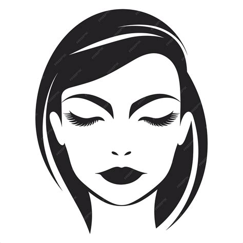 Premium Vector | Elegant lines black logo with female face icon in black and white