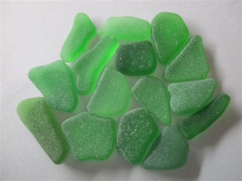 GENUINE SEA GLASS Green 15 Natural Unaltered Real Surf Tumbled | Etsy