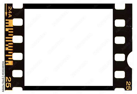35mm film strip frame, isolated PNG with number and scale from an old 35mm color film Stock ...