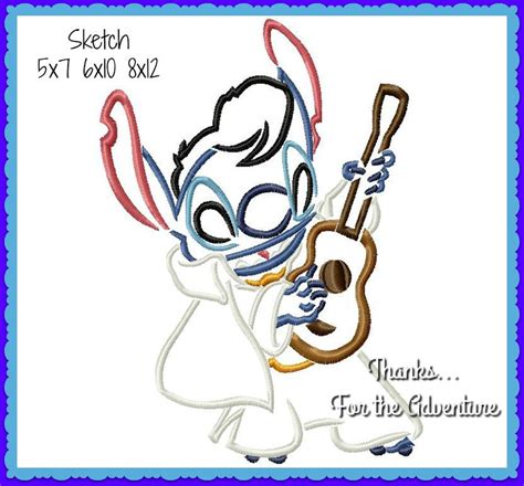 Elvis Stitch From Lilo and Stitch Sketch Digital Embroidery - Etsy