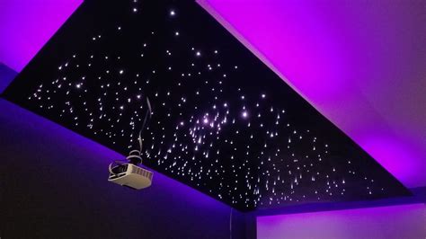 Home Theater build w/ Fiber Optic Star Ceiling - YouTube