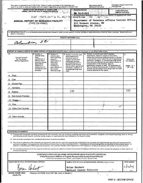 VAMC, Columbia, SC - USDA Aphis Report South Carolina Facility Reports ...