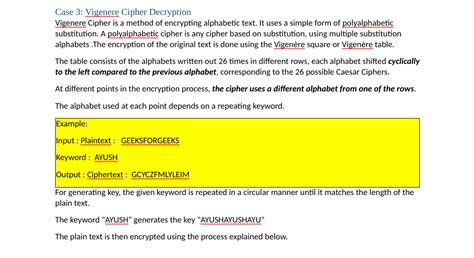 Solved Case 3: Vigenere Cipher Decryption Vigenere Cipher is | Chegg.com