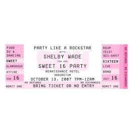 Concert Ticket: Concert Ticket Birthday Invitations