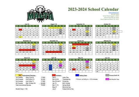 School Calendar | Malta ISD