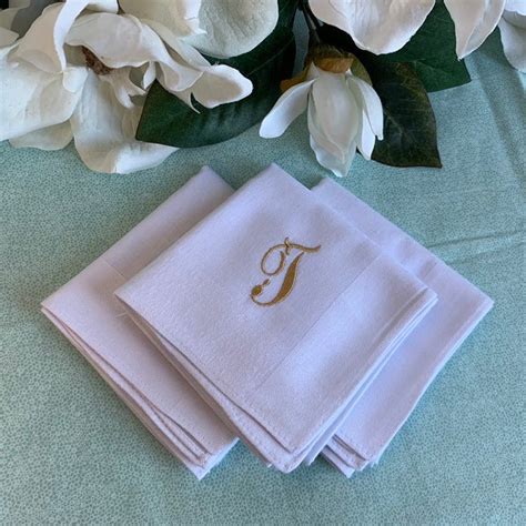 Set of 3 White Handkerchiefs Custom Monogrammed | Etsy Custom ...