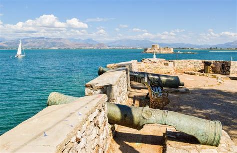 Nafplio Cannons and Water Castle of Bourtzi. Stock Photo - Image of citadel, aegean: 110469768