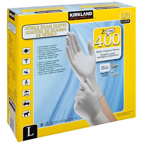 Kirkland Signature Large Nitrile Exam Gloves 2 x 200 Count