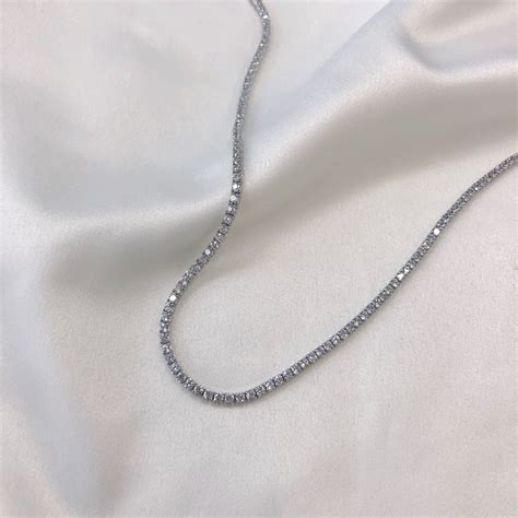 Luxurious Tennis Necklace Sterling Silver - Silverly