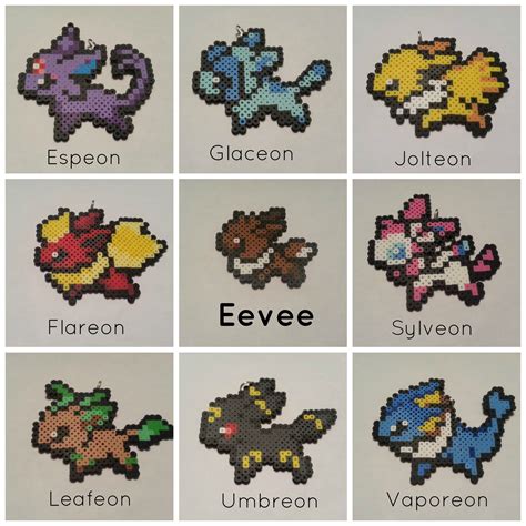 The evolution of Eevee - all 9 current forms recreated as perler ...