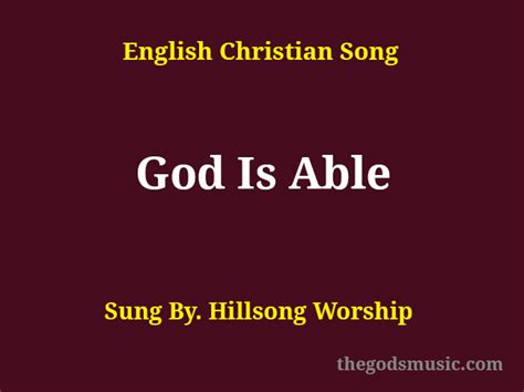 God Is Able Song Lyrics