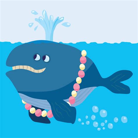 Whale blowing water spout wearing a necklace 3092669 Vector Art at Vecteezy