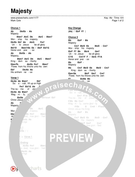 Majesty Chords PDF (Mark Cole) - PraiseCharts