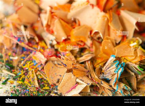 Pencil shavings colorful background.School and education. Drawing and creativity.Pencil shavings ...