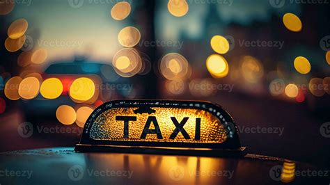 Taxi sign. Night city. 24025195 Stock Photo at Vecteezy