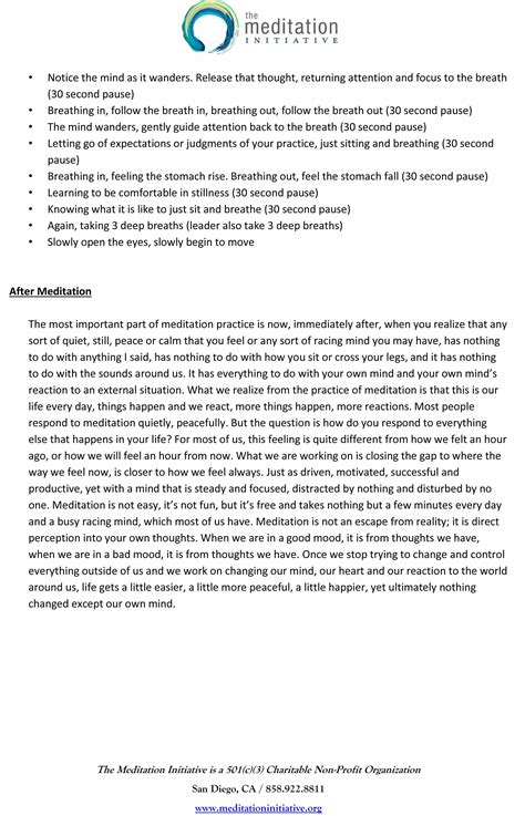 The Meditation Initiative - 5 Minute Meditation Script