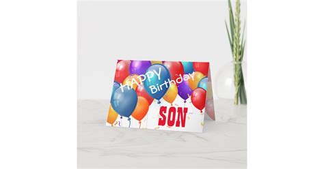 Happy Birthday with Balloons SON A01 Card | Zazzle