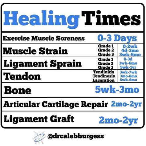 This chart shows the AVERAGE range of healing times for various tissues in the body… | Physical ...