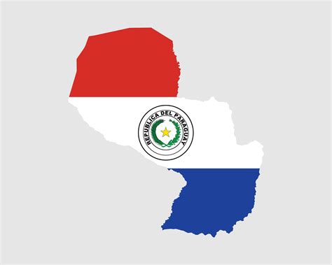 Paraguay Flag Map. Map of the Republic of Paraguay with the Paraguayan country banner. Vector ...