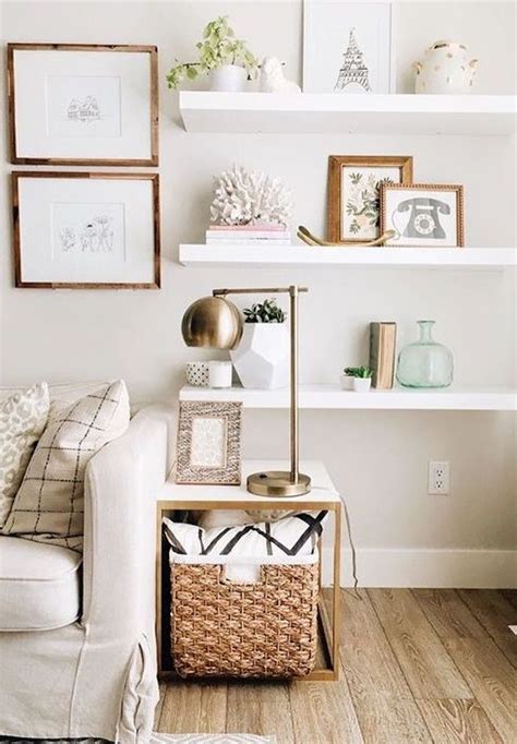 Sharing my easy decorating tips for filling a blank wall space. | Floating shelves living room ...