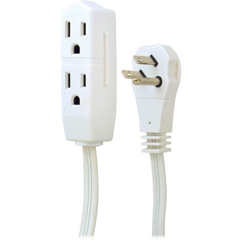 GE 8 ft. 16/3 3-Outlet Office Extension Cord with Low-Profile Flat Plug, White 50251 - The Home ...