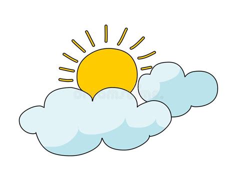 Sun and Clouds Clip Art Illustration Vector Isolated Stock Vector - Illustration of vector ...